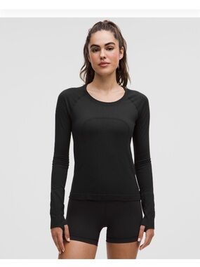 Lululemon Swiftly Tech Long-Sleeve Shirt 2.0 Waist Length Size 8 Black / Black